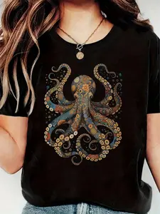 Gun Lovers Retro Squid Octopus Fun Graphic Art T-shirt