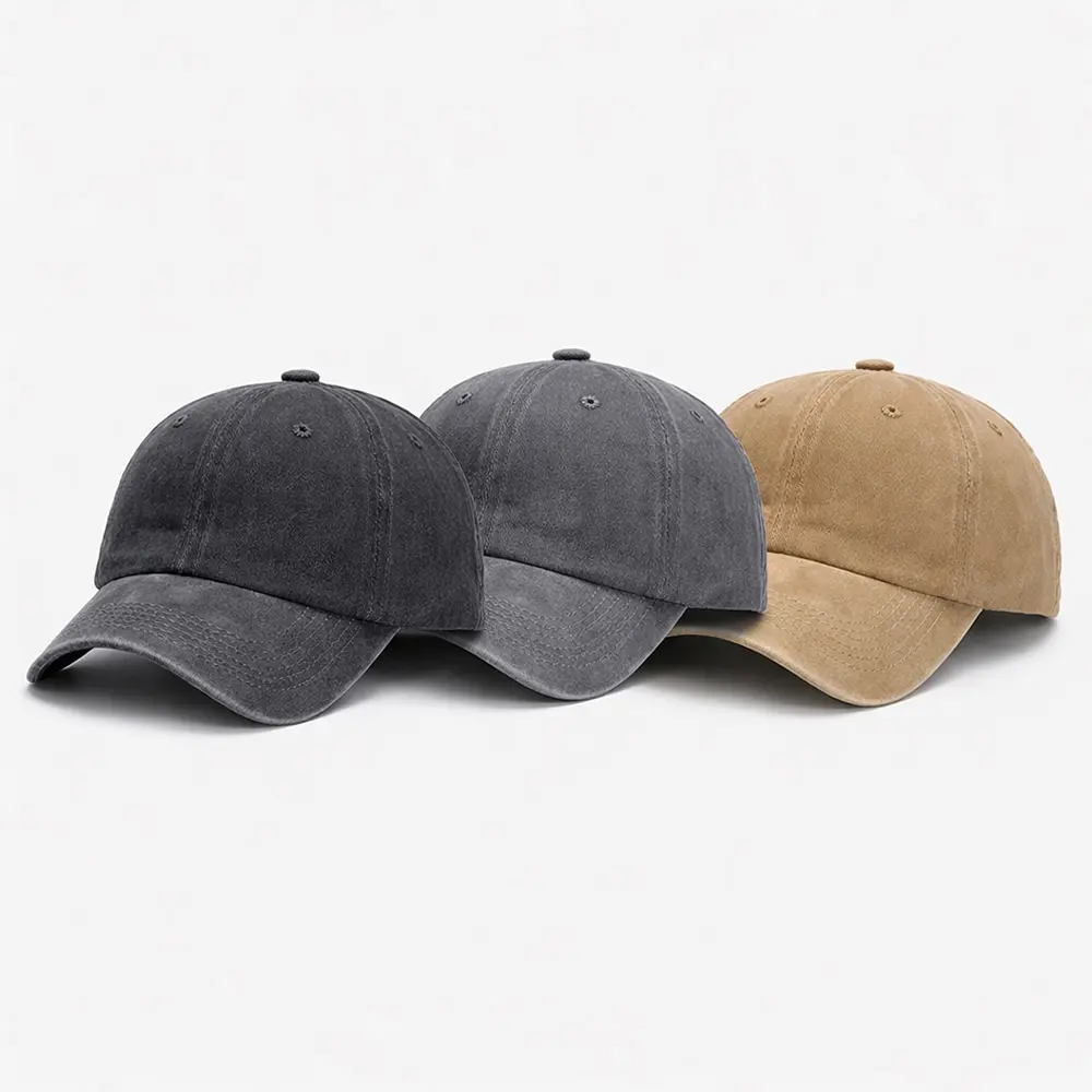Solid Color 3 Pack 3pcs Vintage Washed Baseball Cap Adjustable Distressed Cotton Snapback Unisex Retro Dad Hat Casual Streetwear