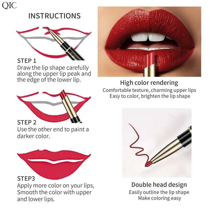 2-in-1 Waterproof Matte Lipstick Lip Liner Pencil Pen Nude Color Long-Lasting Smooth Lip Liner Ideal Gift For Mother's Day Makeup