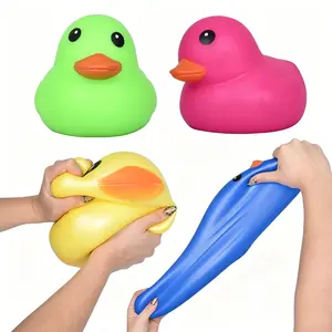 15 CM Stretchy Squishy Duck Stress Relief Toy, Soft Squeeze Rubber Duck Fidget Toy for Kids & Adults, Colorful Sensory Decompression Duck Toy for Anxiety, ADHD, Party Favors