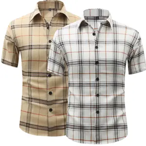 Pack of 2 — Classic men’s plaid short-sleeve shirt — Plaid series; a stylish, casual single-breasted open-front top with a turned collar, suitable for summer wear. The fabric is soft and skin-friendly, easy to care for, and comfortable to touch.