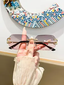 Women's Metal Square Frameless Glasses, Fashion Minimalist Elegant High-Quality Eyewear, Perfect for College Library Cafe Concerts, Stylish Glasses