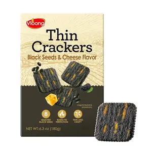 Vloong Black Seeds  Cheese Flavor Thin Crackers, Healthy Snacks with Individual Packs, Baked Crisps with No Artificial Flavors (1, 6.3 Ounce) Black Wheat, Black Millet, Black Rice, Black Bean, Black Peanut, Black Sesame with Cheddar
