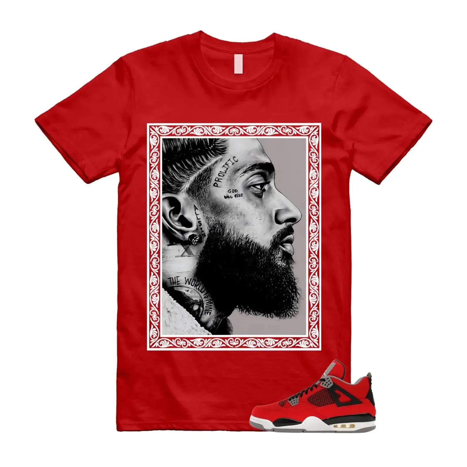 AJ4 Fire Red White Black Matching Shirt, NIP Graphic Tee, Rap HipHop Unisex T-Shirt, Gift For Women and Men, Best Gift