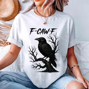 Funny Raven Shirt – F-Caw-F Crow Design, Gothic Bird Graphic Tee, Sarcastic Halloween T-Shirt