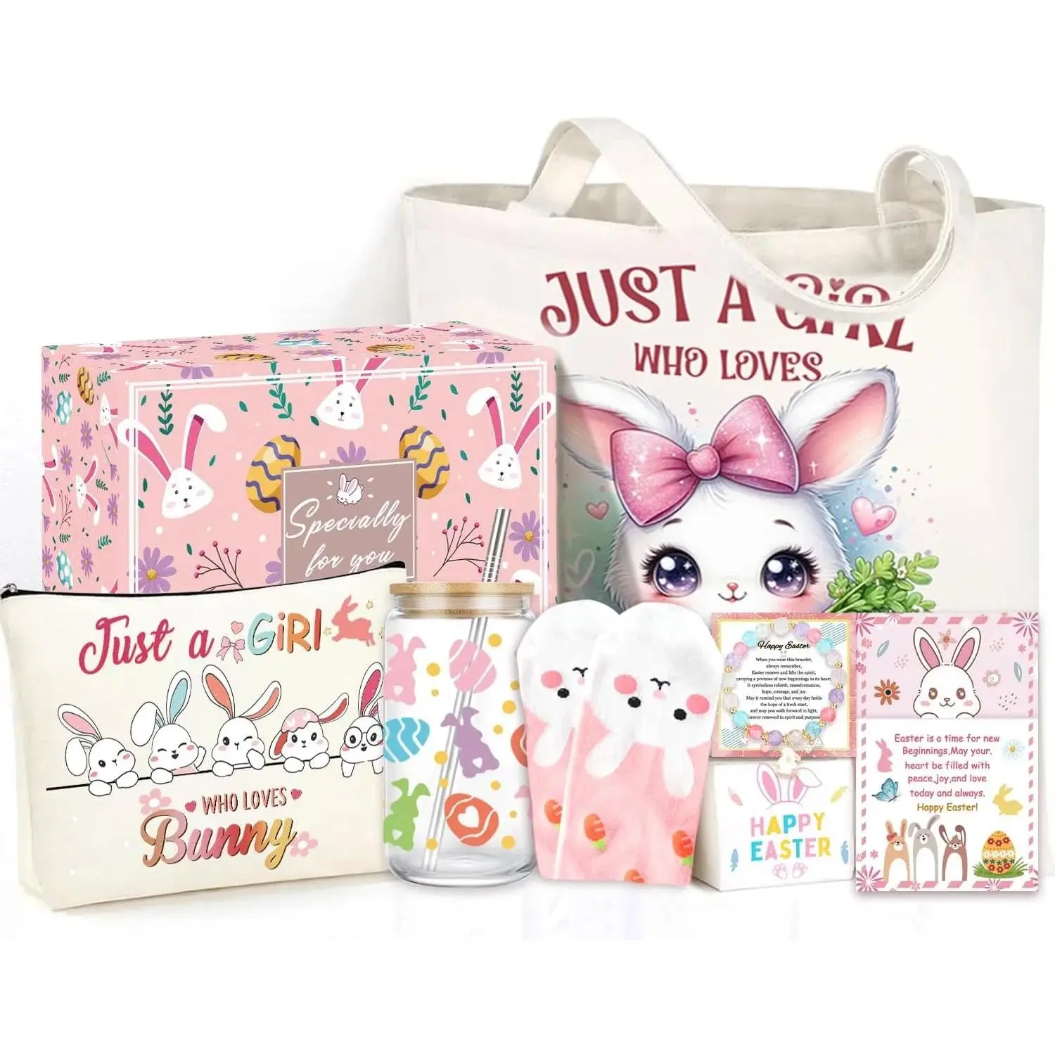 Easter Basket for Teen Girls,Adult Easter Basket Stuffers Essentials for Women with Bunny Mug Tote Bag Socks Gifts for Women Teen Girls.