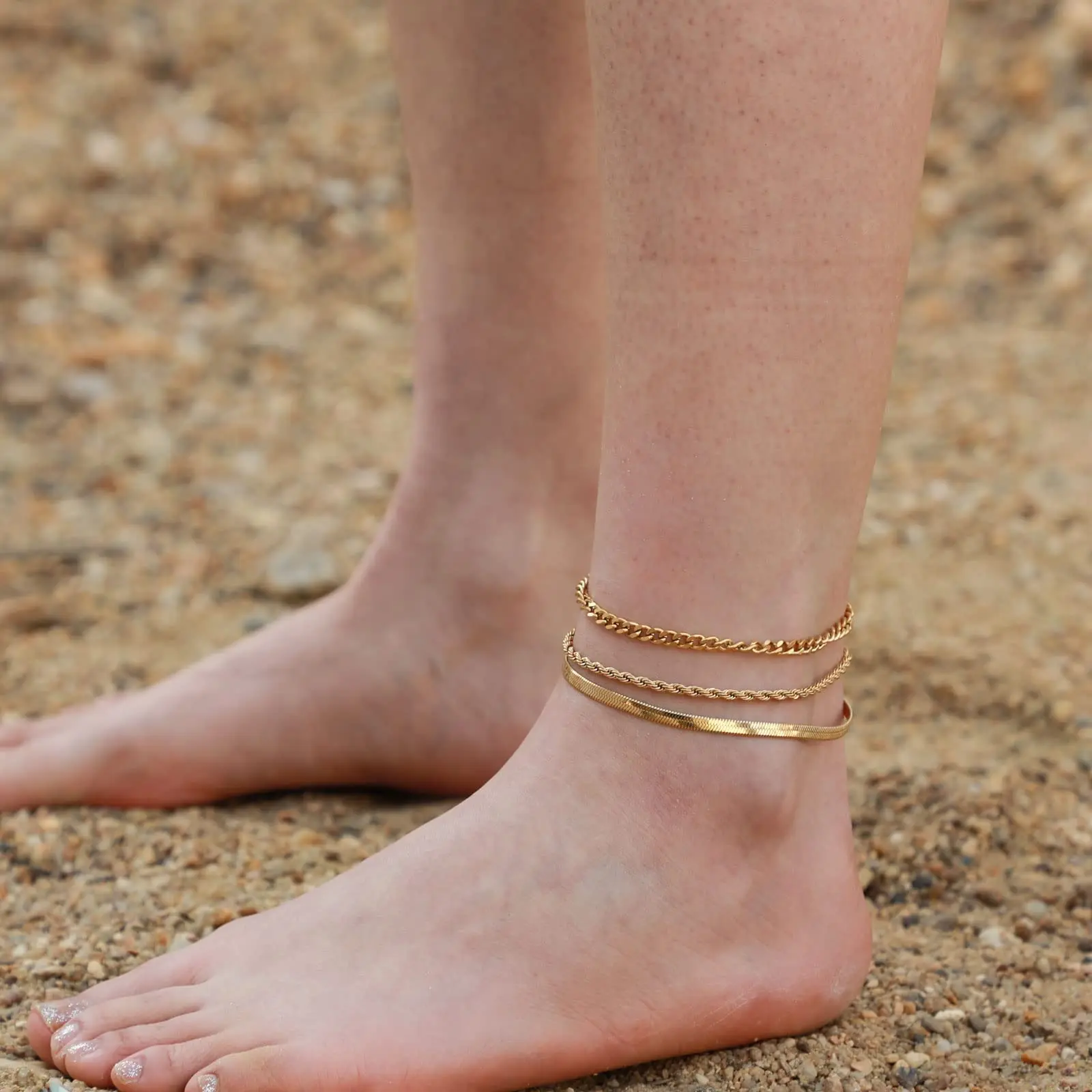 3 Layered 4mm Cuban +4mm snake chain +3mm twisted