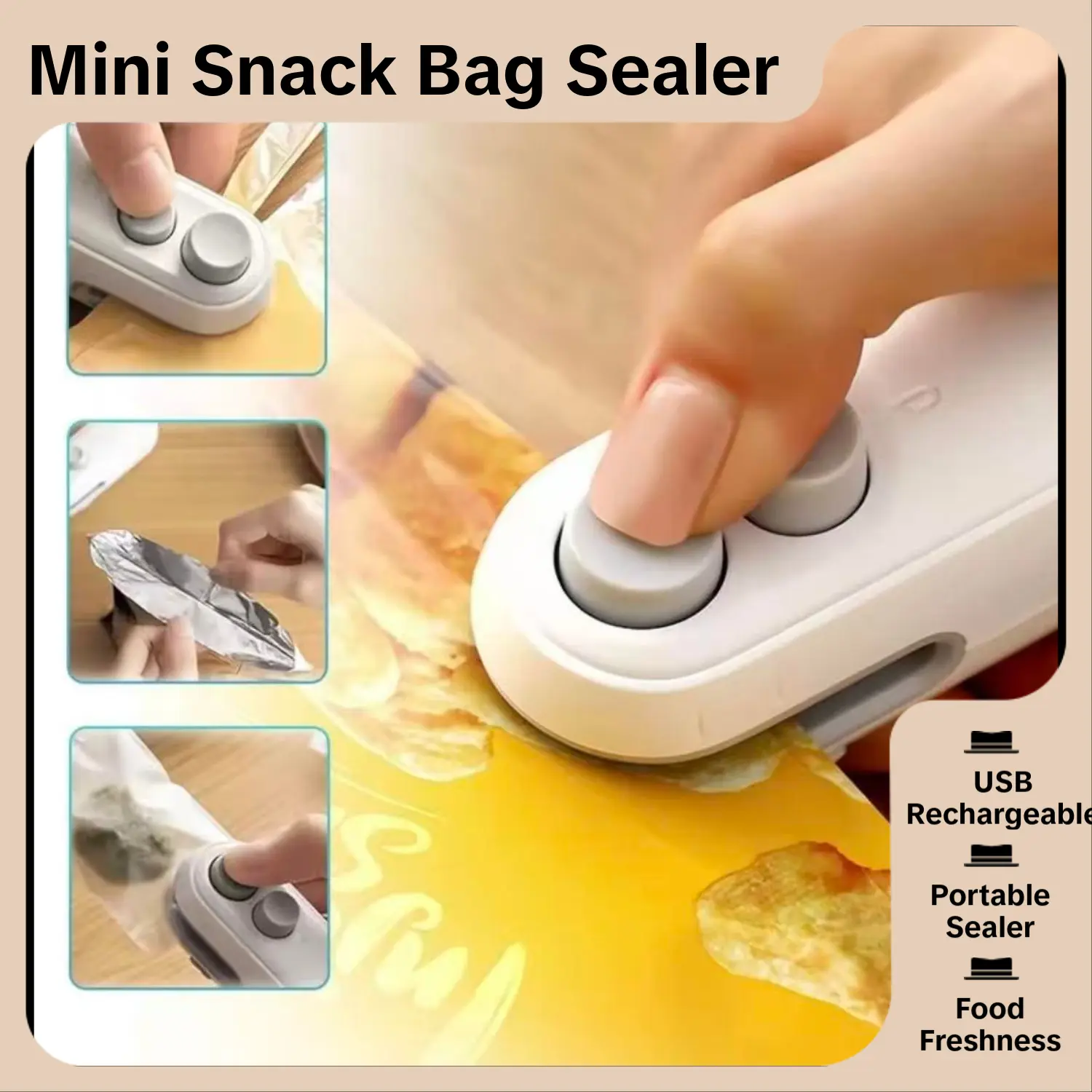 2 in 1Heat USB Rechargeable Bag Selaer,Plastic Electric Bag Sealers,Snack Mini Snack Bag Sealing Machine,Keep Food Fresh,Portable Sealer Picnics.