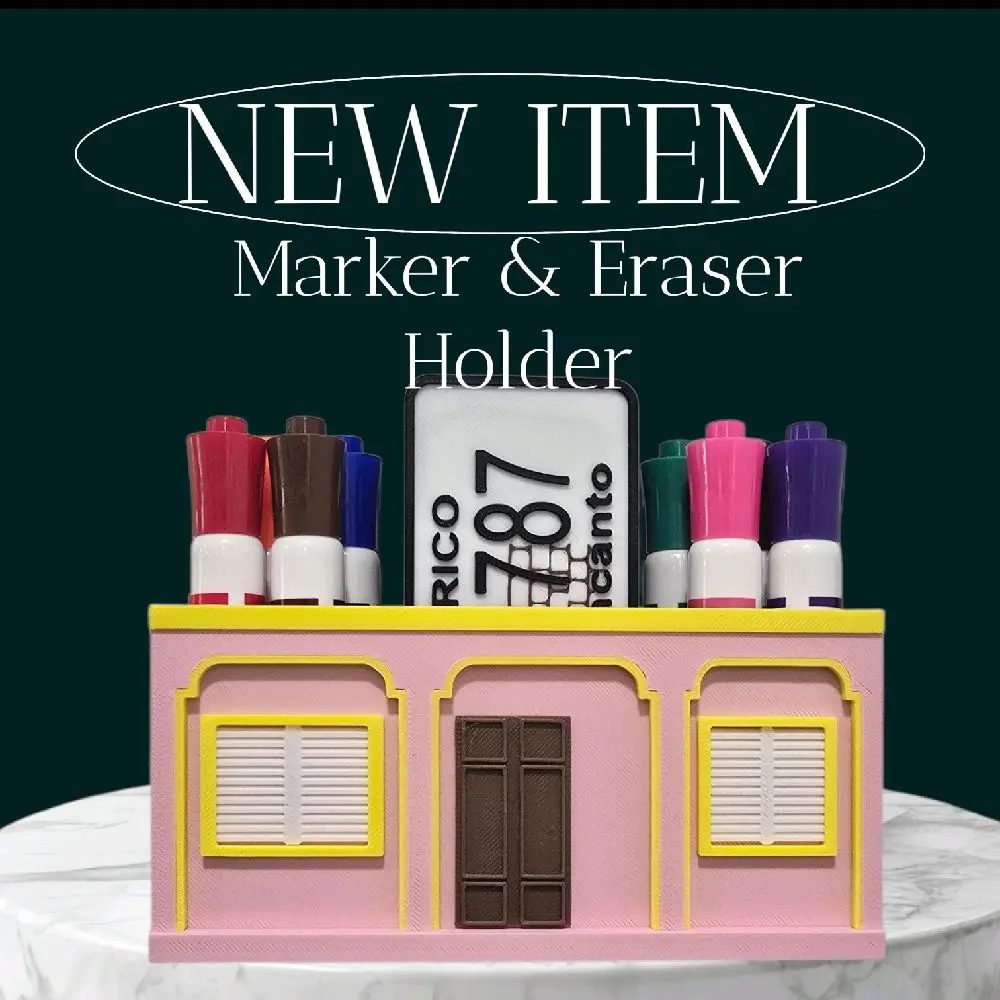 Most Wanted Casita Marker & Eraser Holder - Eco-Friendly PLA Material, 8 Marker Capacity, Central Eraser Space, Vibrant Colors, Strong Rear Magnet, Lightweight Eraser Magnets