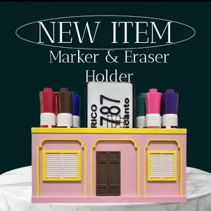 Most Wanted Casita Marker & Eraser Holder - Eco-Friendly PLA Material, 8 Marker Capacity, Central Eraser Space, Vibrant Colors, Strong Rear Magnet, Lightweight Eraser Magnets