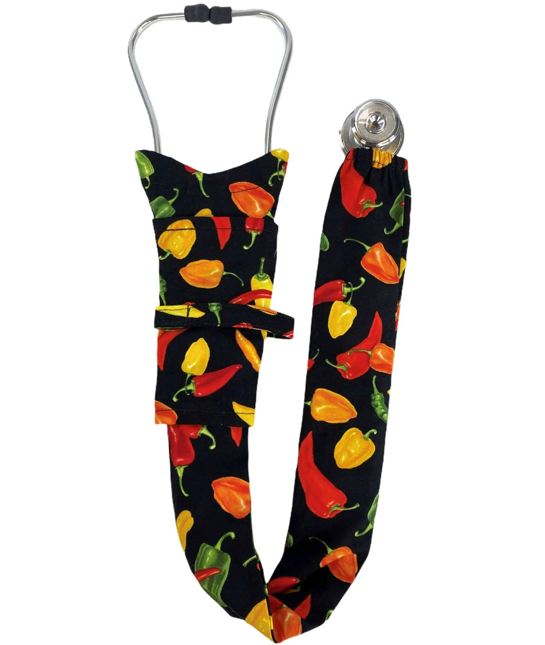 Stethoscope Cover – Stylish and Durable - Mixed Chili Peppers on Black