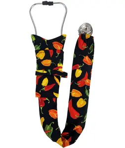 Stethoscope Cover – Stylish and Durable - Mixed Chili Peppers on Black