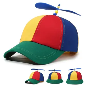 Bamboo dragonfly propeller baseball cap fashionable color matching bucket hat adult children's outdoor sunshade sun protection hat