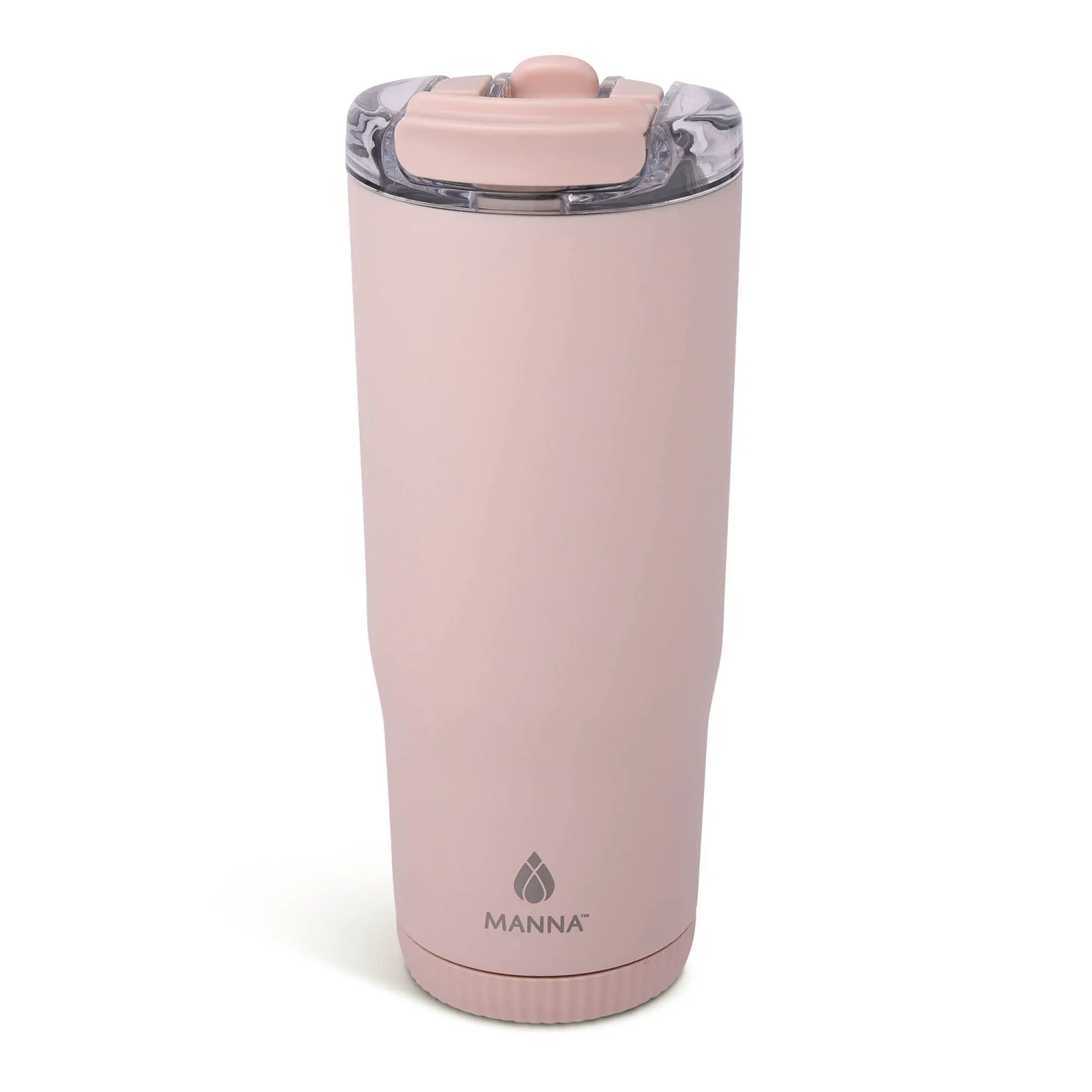 Manna 30oz Rose Quartz Groove Thermo Tumbler - Insulated Drinkware, Reusable Vacuum Stainless Steel Straw Water Bottle with Locking Lid, Leak-Proof Condensation-Free Design, Hand Wash Only Portable Container