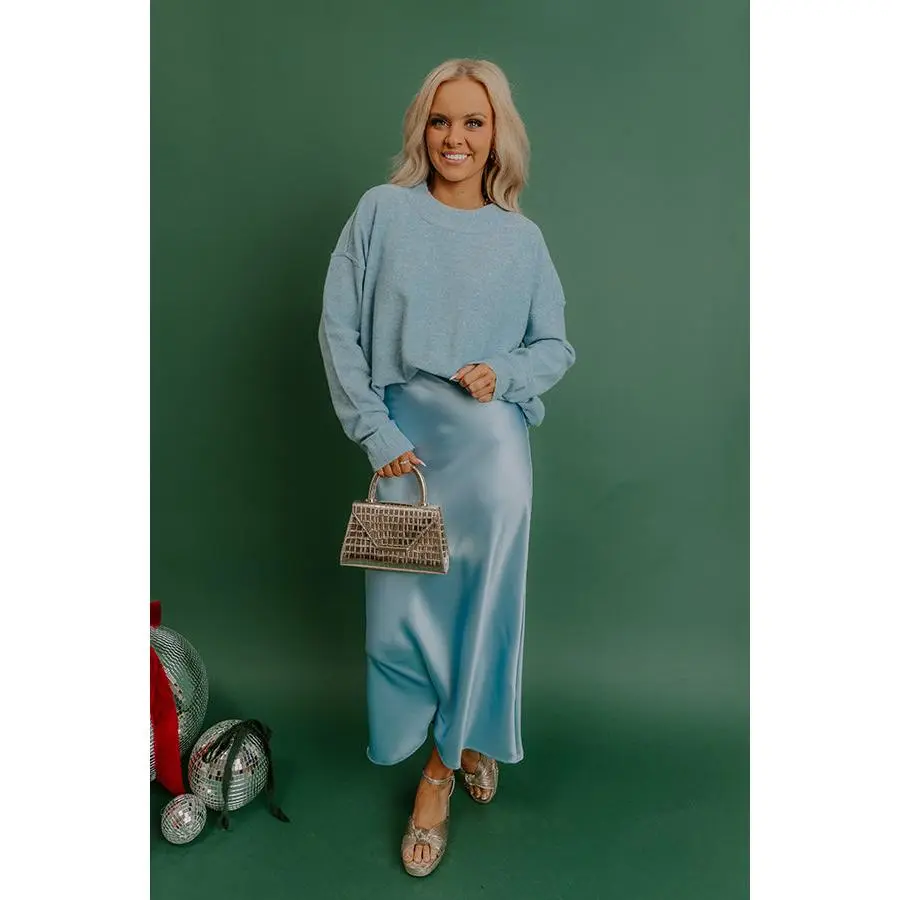 Cozy Embrace Oversized Knit Sweater in Sky Blue