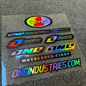 1SET rendy Iridescent ONE INDUSTRIES Motocross Sticker - For suitcases, motorcycle accessories, personalized items. Iridescent gradient font design shows cool vibe, add eye-catching motocross details. A great choice for trendy motocross decor! Car Decals