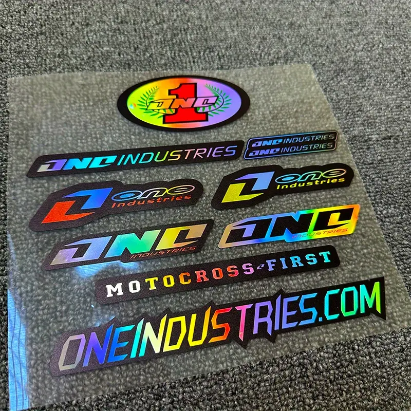 1SET rendy Iridescent ONE INDUSTRIES Motocross Sticker - For suitcases, motorcycle accessories, personalized items, Iridescent gradient font design, add motocross details, A choice for motocross decor, Car Decals, Motorcycle Stickers