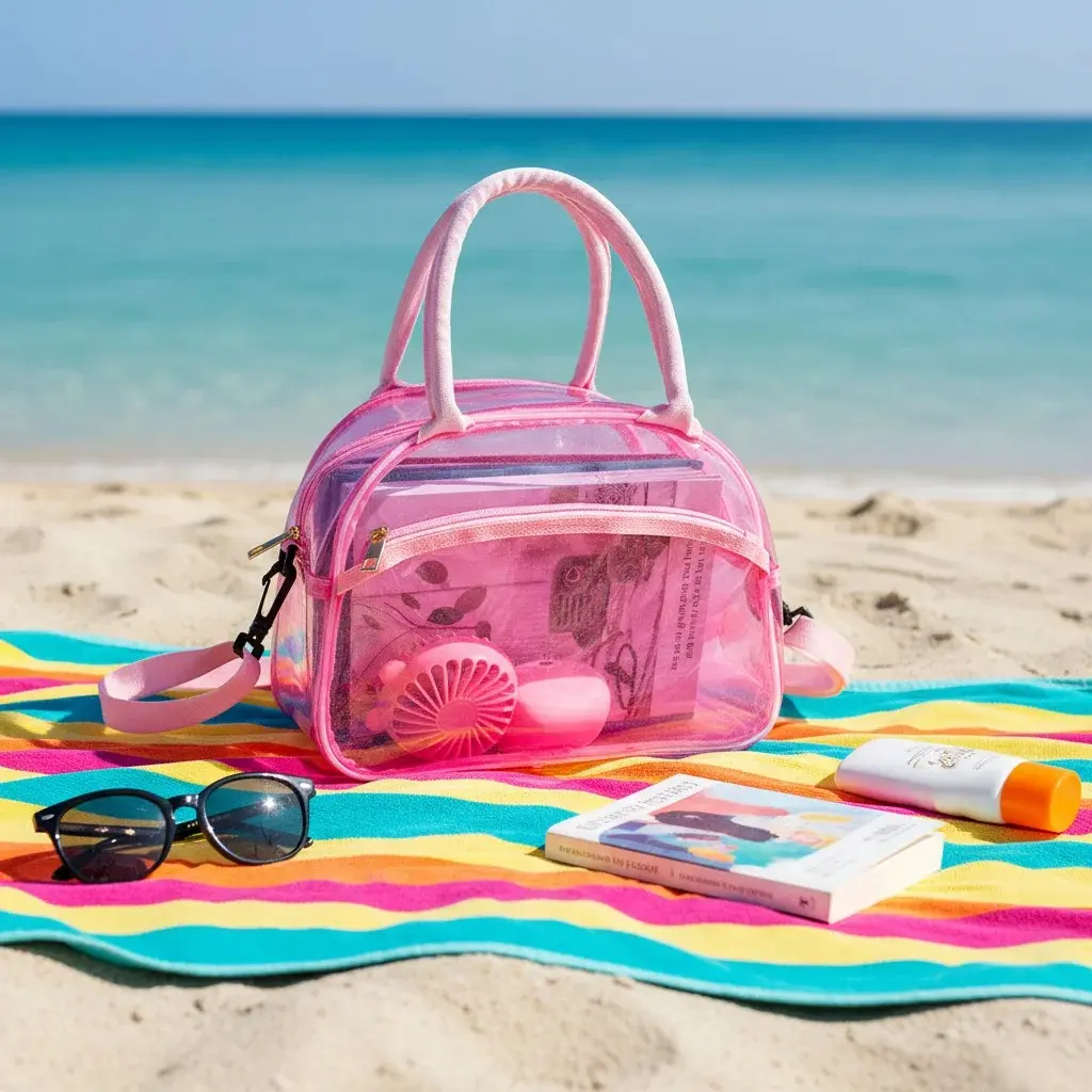 1pcs Large-Capacity PVC Waterproof Transparent Bowling Shape Messenger Bag Hot Fashion for Stadiums and Shopping
