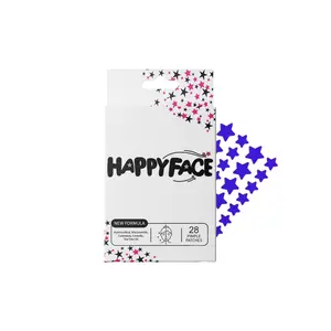 HappyFace Purple Stars Pimple Patches, Acne Spot Dots, Party Pack 28 Count, Hydrocolloid, Centella, Calendula, Tea Tree Oil, All Skin Types, Skincare