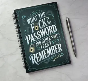 Cute Spiral Password Notebook, Blue & Green Funny Organizer Journal for Storing Login Info, Perfect Practical Gag Gift for Friends & Colleagues