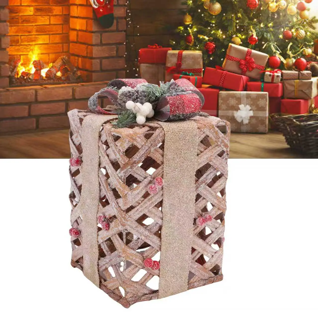 Rustic Christmas Gift Box Decoration Ornaments for Festive Gifting Versatile Home & Event Use Easy to Use Rustic Design Enhances Holiday Atmosphere