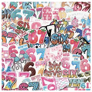 This 50-piece set of creative and adorable cartoon-style stickers featuring the number 67 is suitable for scrapbooks, diaries, laptops, water bottles, cars, and other items. It's a gift with a positive message, reflecting a belief-based design.