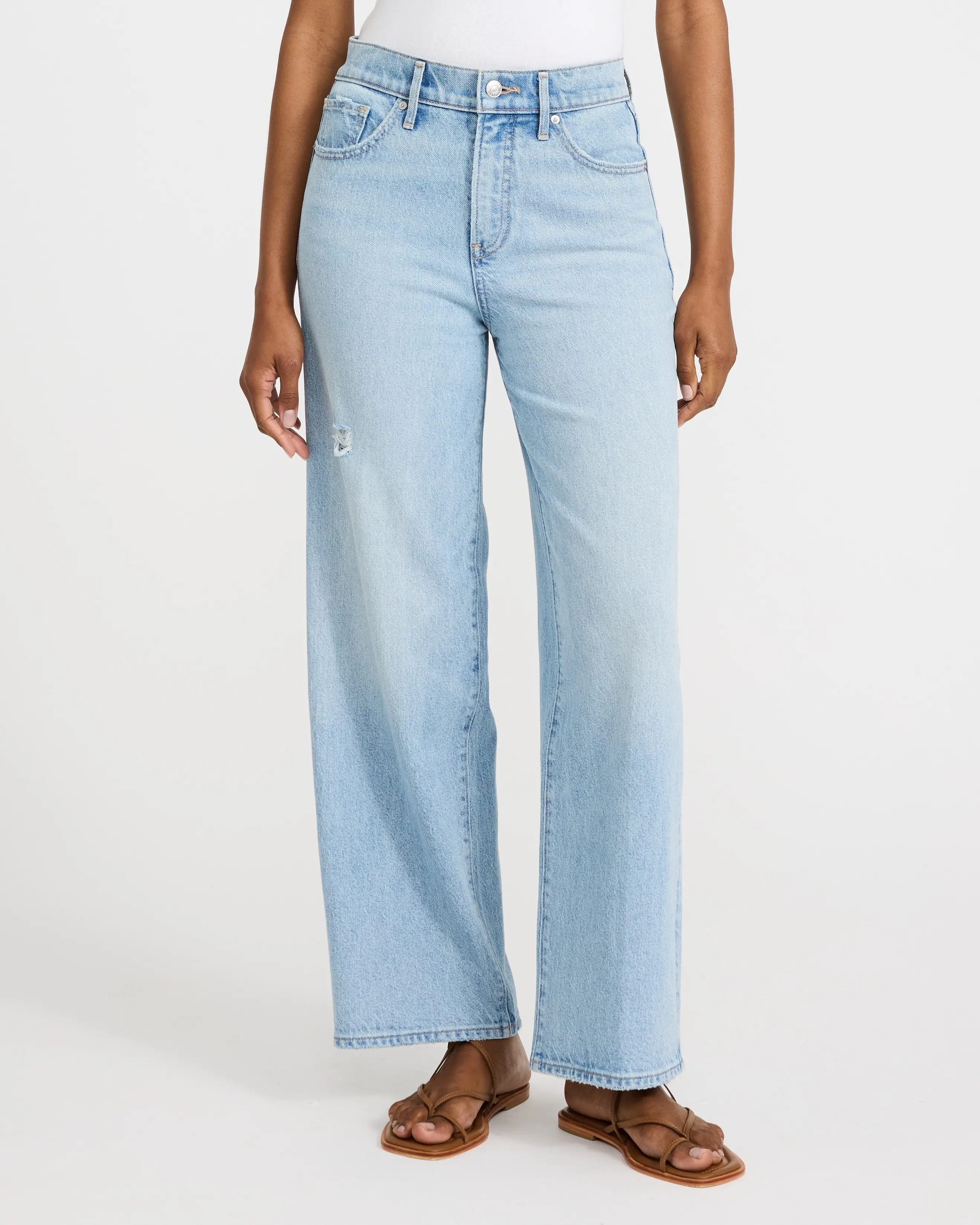 Express High Waisted Wide Leg Ankle Light Wash Jeans
