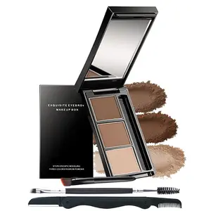 Eyebrow Powder Makeup Kit-3 Colors Eye Brow Powder Palette Long-Lasting Waterproof, Grey Brown Series Brow Filler, Fill & Sculpt Full Eyebrows for Women, With Mirror, Brow Brush & Razor-Set 03 springtok
