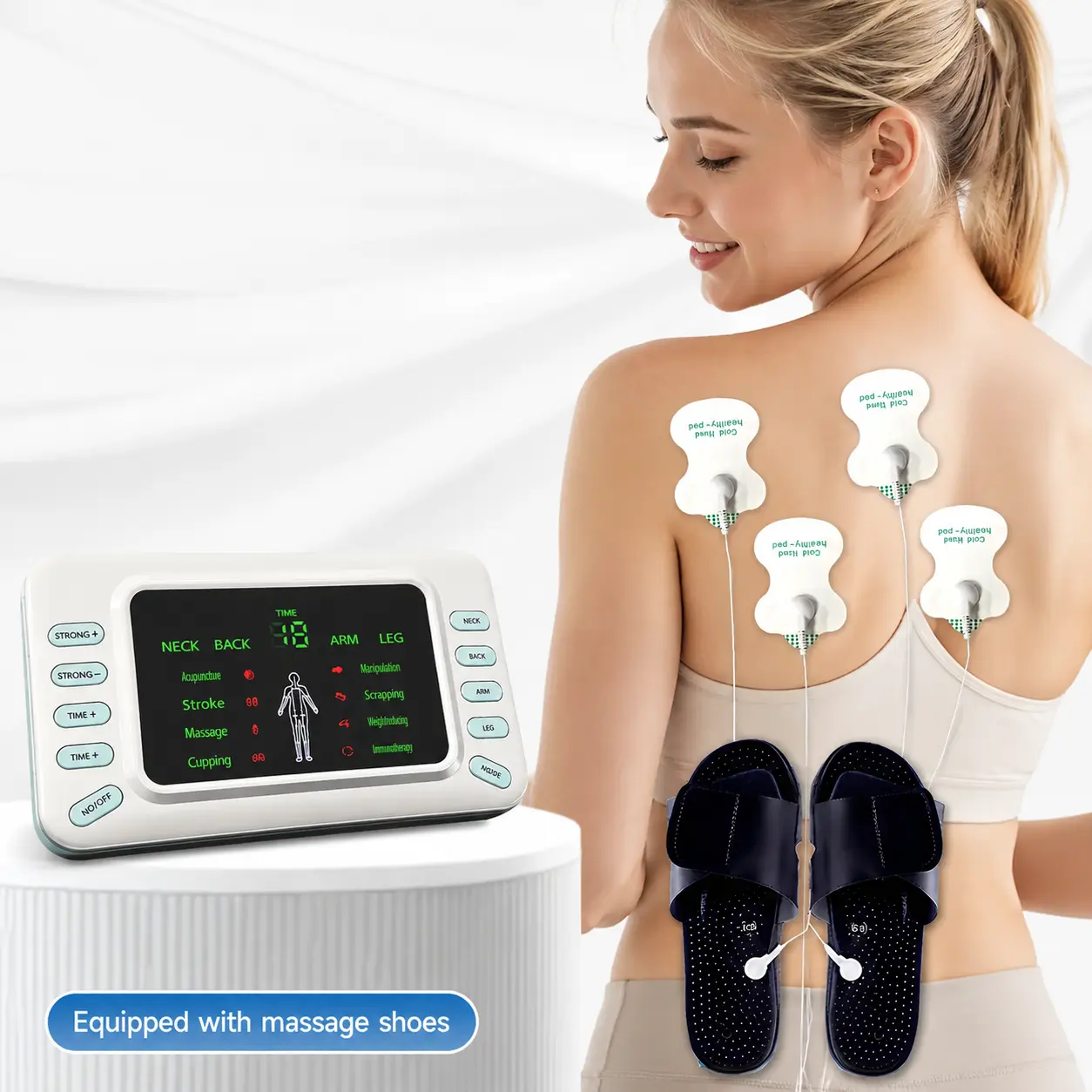 Rechargeable Electric Cupping Therapy Massager with Heat & Digital Muscle Stimulator, 8 Modes 10 Intensity Levels, Portable Deep Tissue Massage Device for Neck, Back & Waist Pain Relief