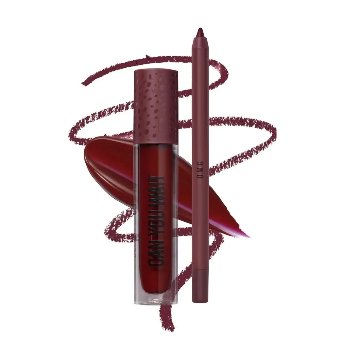 Beauty Creations CAN YOU WAIT Lip Duo Set with Merlot Matte Liquid Lipstick & Gel Lip Liner for Intense Pigmentation & Lightweight Comfort