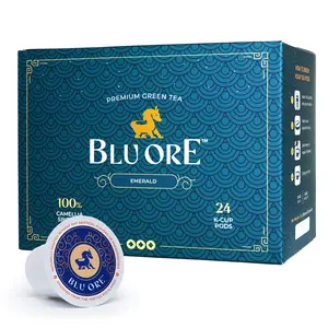 Blu Ore Peppermint Flavored Green Tea - Recyclable Single-Serve Green Tea Pods, Zero Sugar, No Artificial Flavors or Preservatives - 24 Count (Pack of 1) - Compatible with Keurig K-Cup Brewers