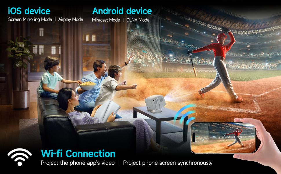 [US Warehouse]2026 X4 projector: 800 ANSI rumens, Android 11.0, dual Wi-Fi 6. Your portable home theater! 4K decoding , autofocus 180° rotation, bringing 150-inch fun, built-in speaker, free screen mirroring, in the home theater!