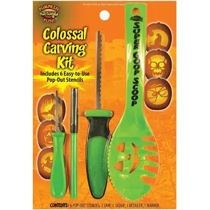 212 MAIN Pumpkin Pro 94689PDQ Colossal Halloween Set, Pack of 12 Pumpkin Carving Kits with Cutlery & Tableware for Picnic, Camping Outdoor Activities