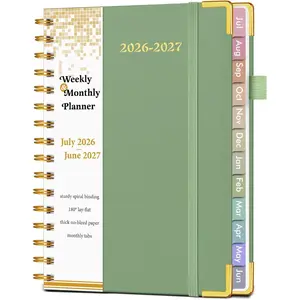 Academic Planner 2026-2027, Hardcover Weekly and Monthly Calendar Planner from July 2026 - June 2027, Daily Agenda Planners with Tabs, College School Organizer for Student Teacher, A5 (6.1" x 8.2"), Green