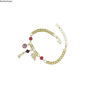 2026 New Evil Eye Elephant Charm Bracelet for Women, 14K Gold Plated Brass, Cute Sweet & Fresh Style, Tarnish Resistant Daily Wear Jewelry, Dainty Lucky Boho Bracelet for Holiday & Gift