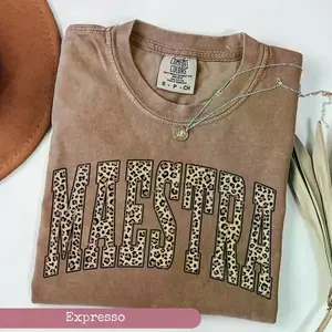 Comfort Colors Maestra Leopard T-Shirt, Spanish Teacher Shirt, Teacher Gift Tee, Women Graphic Shirt, Back to School Outfit