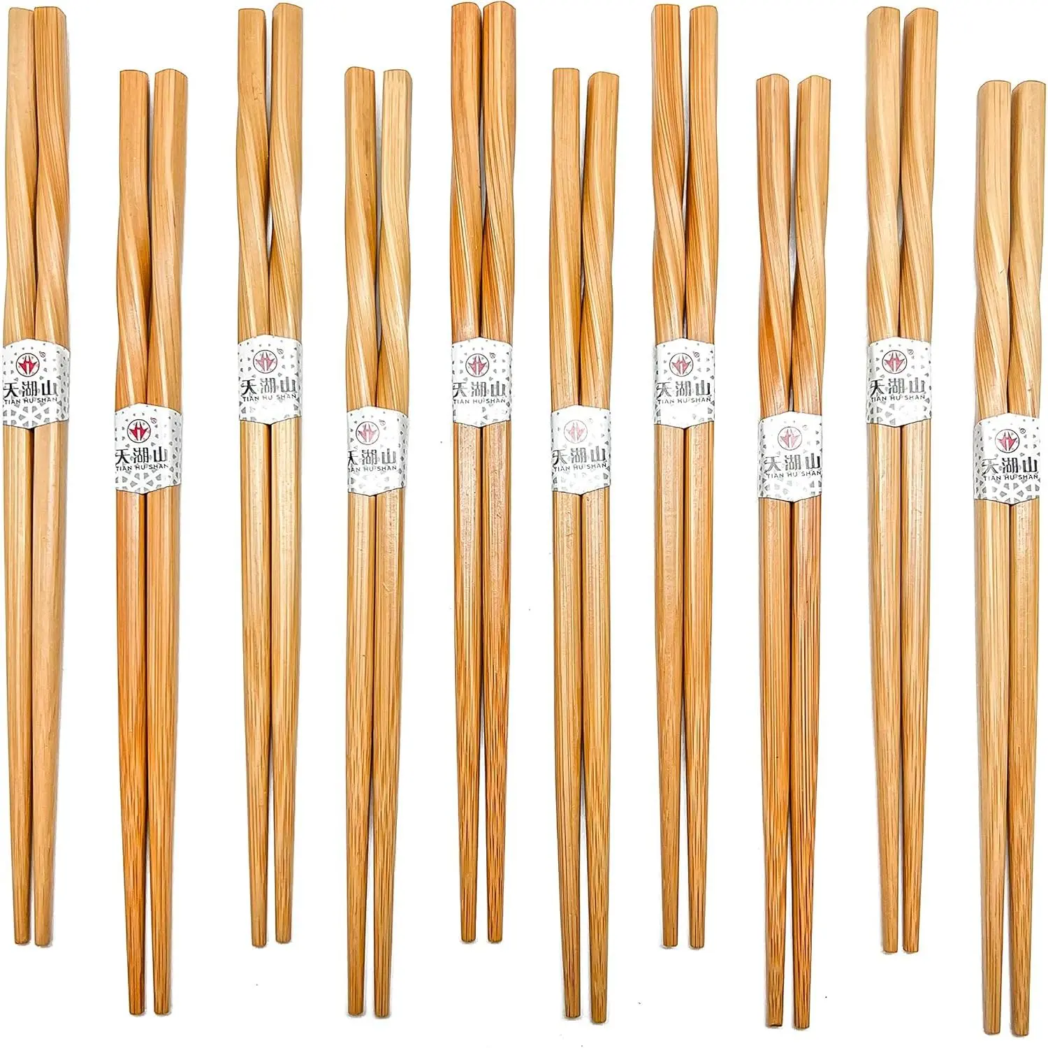 10 Pairs  Chopsticks , Twisted chopsticks  Wooden Chopsticks, 9.06 Inch/23cm Dishwasher Safe Lightweight by