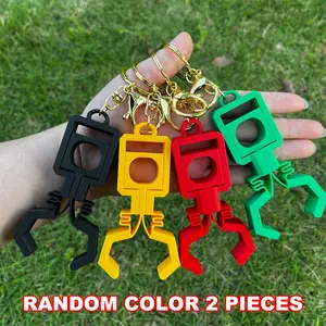 Random Color 2 Pcs Keychain, Cute Style, Mini Mechanical Hand Food Clip, 3D Printed, Potato Chip Clip, Creative Bag Charm, Office Toy