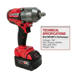 Milwaukee M18 FMTIWF12 Cordless Impact Wrench 1/2 Inch 900Nm Automotive Repair Tool Kit 2026