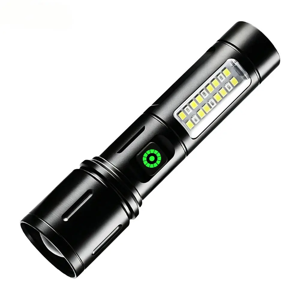 2-in-1 Powerful Flashlight, Rechargeable, Zoomable, X4 Waterproof, Adjustable Brightness Flashlight for Outdoor Use, Emergencies, Camping Accessories, Black TikTokShopFallDealsForYou