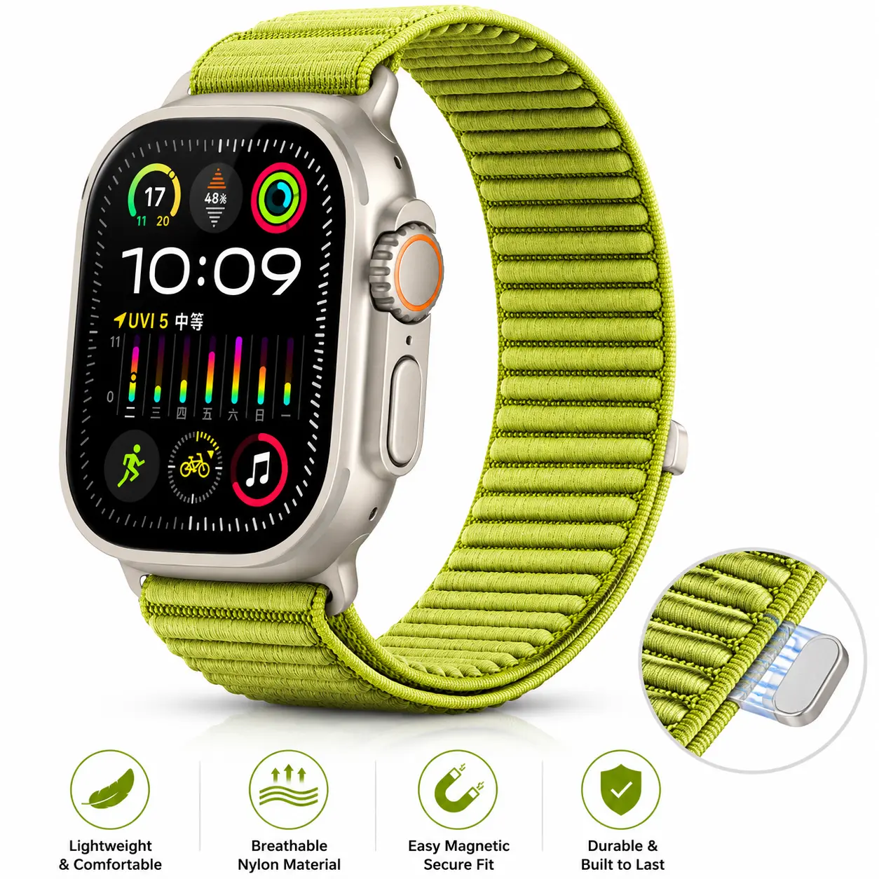 BROULIT Stretchy Nylon Sport Band for Apple Watch, Soft Elastic Woven Loop Strap, Breathable Lightweight Adjustable Replacement Wristband Compatible with Ultra 3/Ultra 2/Series 11/10/9/8/7/SE,back to school,back to school haul