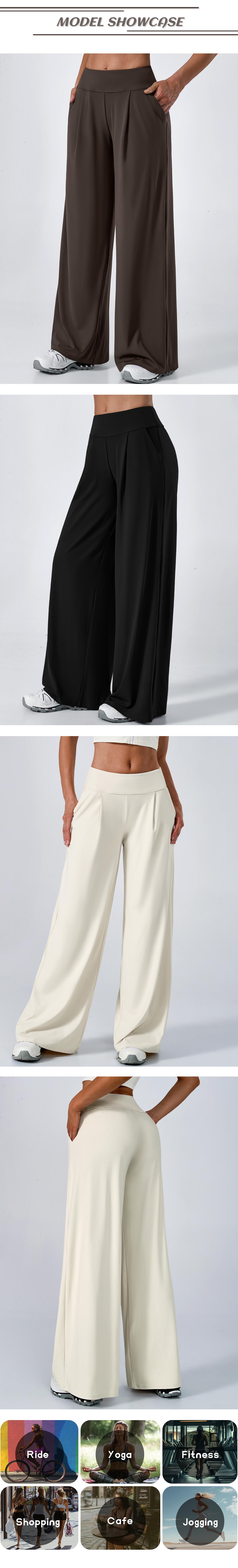 TIMEOFF Women's High Waist Wide Leg Pants, Buttery Soft Stretchy Fabric Workout Clothing with Pockets for Yoga and Casual Wear