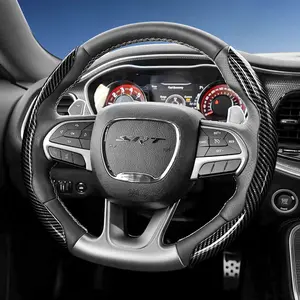 For Dodge Segmented Carbon Fiber Steering Wheel Cover Sporty Style Non-Slip Comfortable Grip 2-Piece/3-Piece Set Options Quick-Install Design All-Season Compatibility For Charger/Durango/Hornet/Attitude/Journey Black Blue Silver Red White