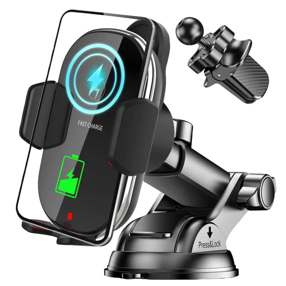 15W 3 in 1 Wireless Car Phone Charger Suction Cup & Air Vent Hook, 360° Rotation Adjustable Holder Stand Fast Charging Dashboard Windshield Mount Telescopic Bracket, Universal for iPhone 17 16 15 14 13 12 11 Pro Max Plus Samsung S26 S25 S24 Ultra Series,,