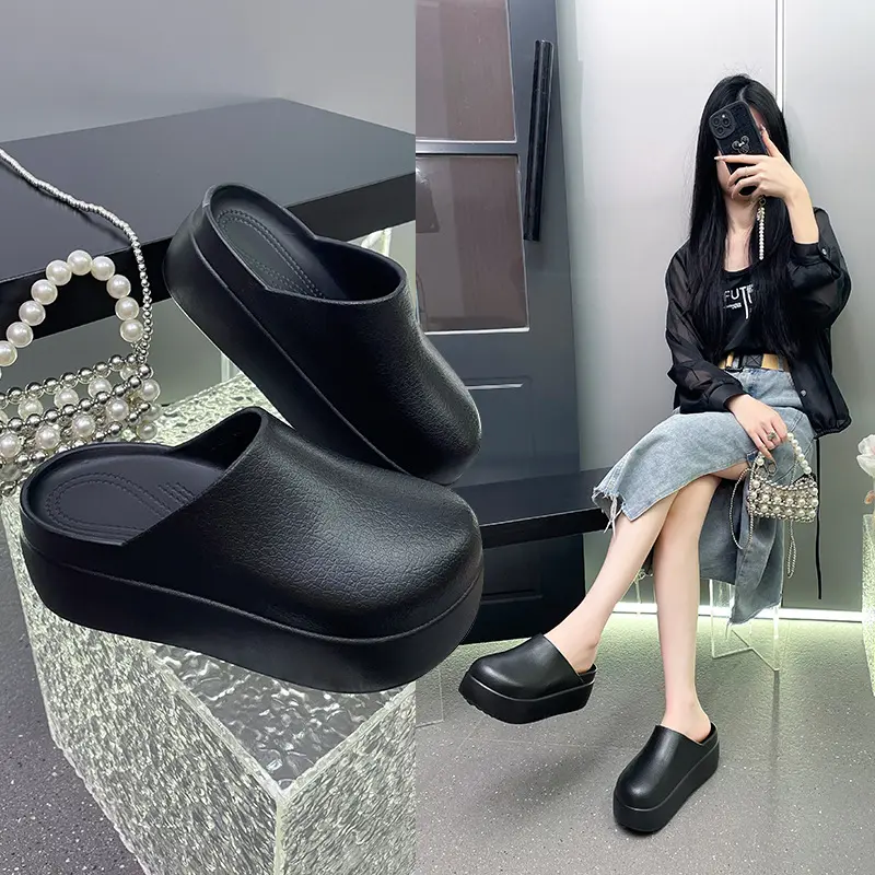 Women's Chunky Platform Clogs, Trendy Slip On Platform Shoes, Closed Toe Casual Mules with Thick Sole for Daily Outdoor Wear