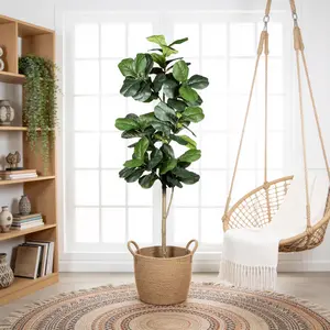 7FT Extra Tall Faux Fiddle Leaf Fig Tree, Lifelike Artificial Floor Plant for Living Room Decor