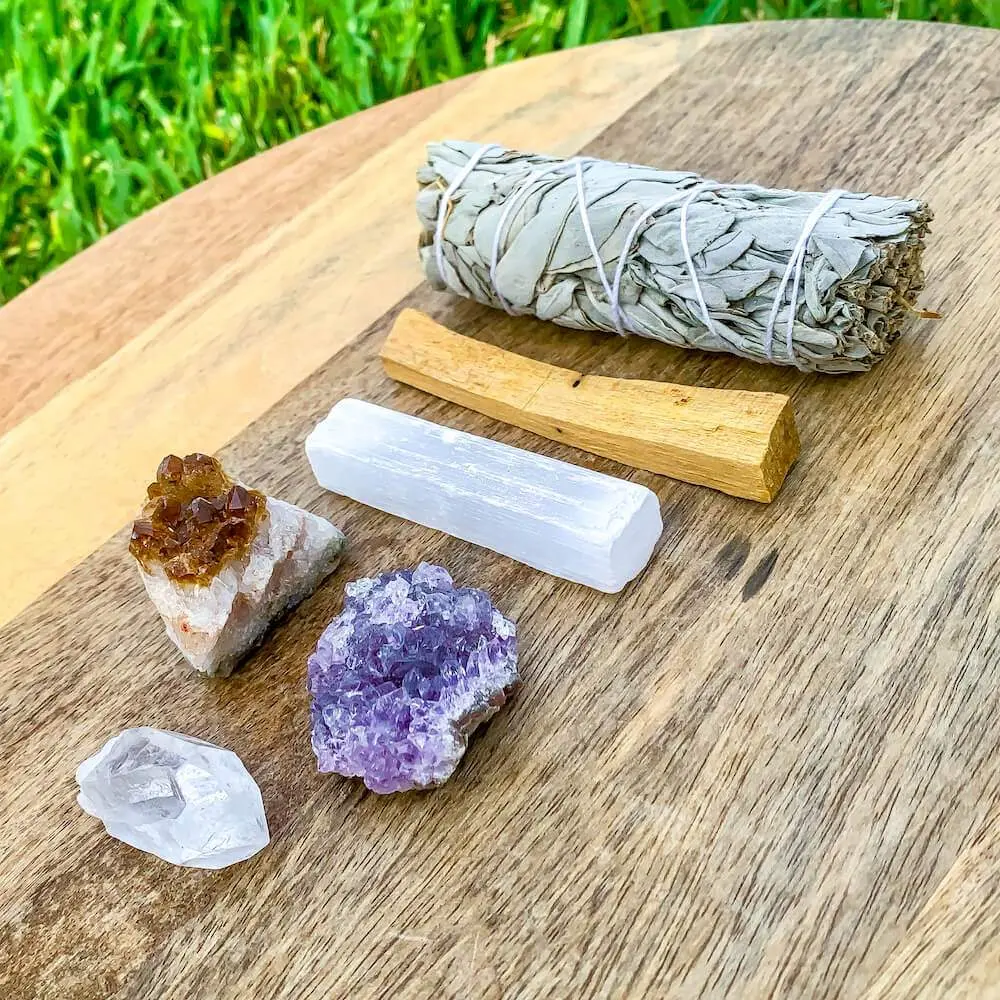 Home and Business Blessings Kit - Cleansing Crystals and Sage Kit