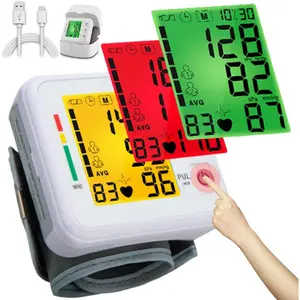 Wrist Blood Pressure Monitor 2026 Upgraded Digital BP Machine with Tri-Backlit Display, Automatic Wrist Blood Pressure Monitor Pulse Rate Monitoring, USB Rechargeable, 2x99 Memory Readings