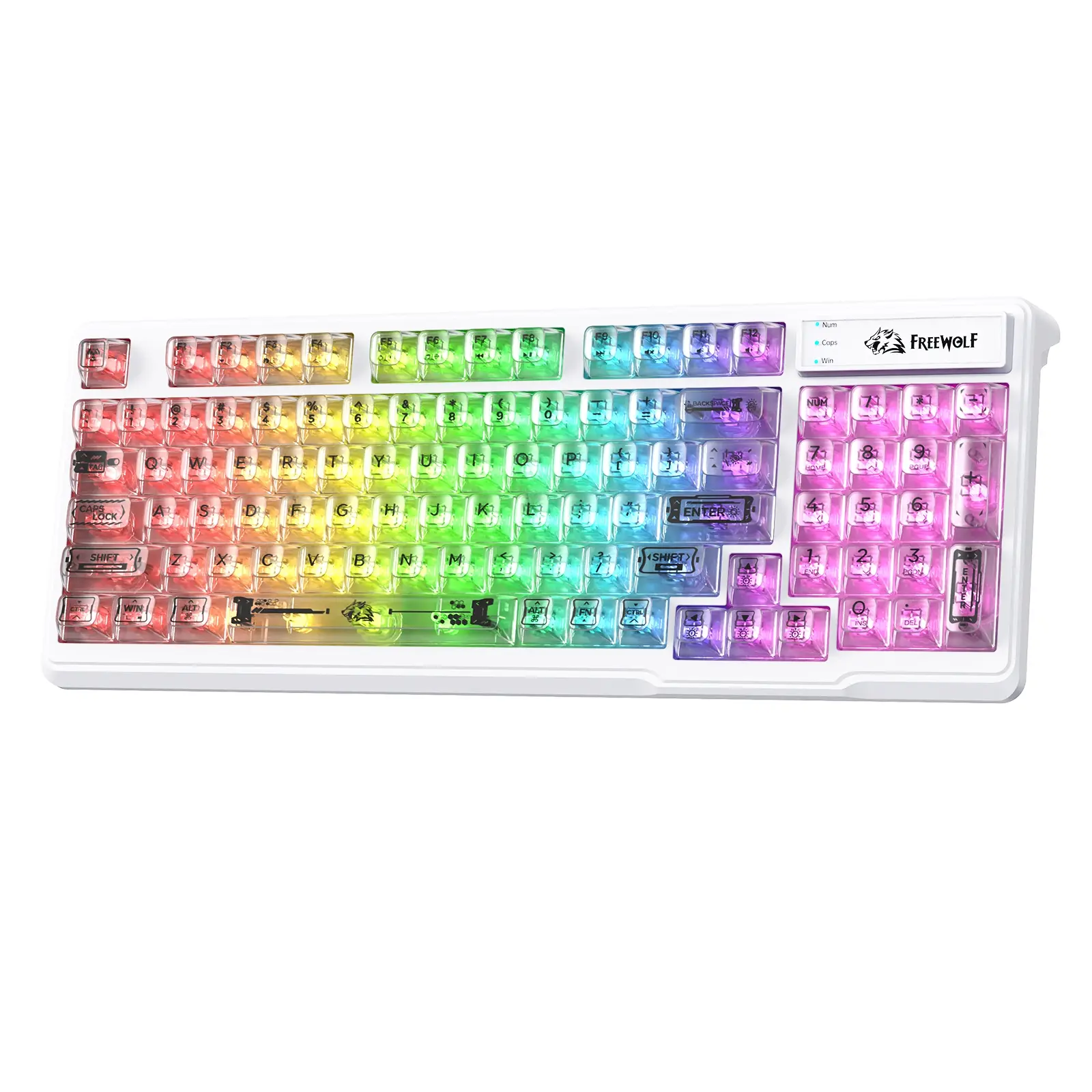 ZIYOU LANG M95 Transparent Membrane Keyboard,Wired Gaming Keyboard with Clear Keycap,Rainbow RGB Backlit,Rgb Lighting Keyboard,Rgb Backlight Keyboard,Light Up Keyboard,Side Light bar,94 Silent Keys with Mechanical Feeling,26-Key Anti-ghosting,for Mac/Pc