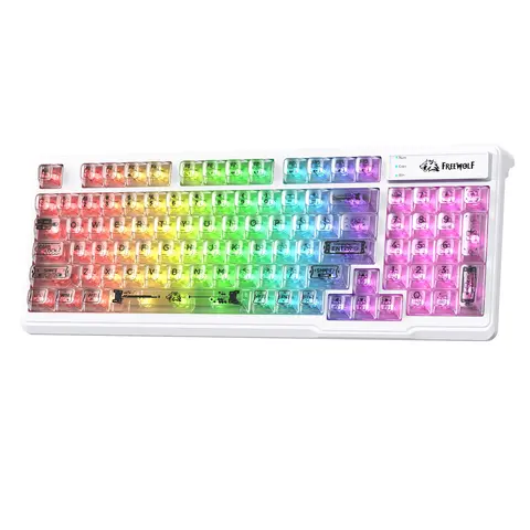 ZIYOU LANG M95 Transparent Membrane Keyboard,Wired Gaming Keyboard with Clear Keycap,Rainbow RGB Backlit,Rgb Lighting Keyboard,Rgb Backlight Keyboard,Light Up Keyboard,Side Light bar,94 Silent Keys with Mechanical Feeling,26-Key Anti-ghosting,for Mac/Pc